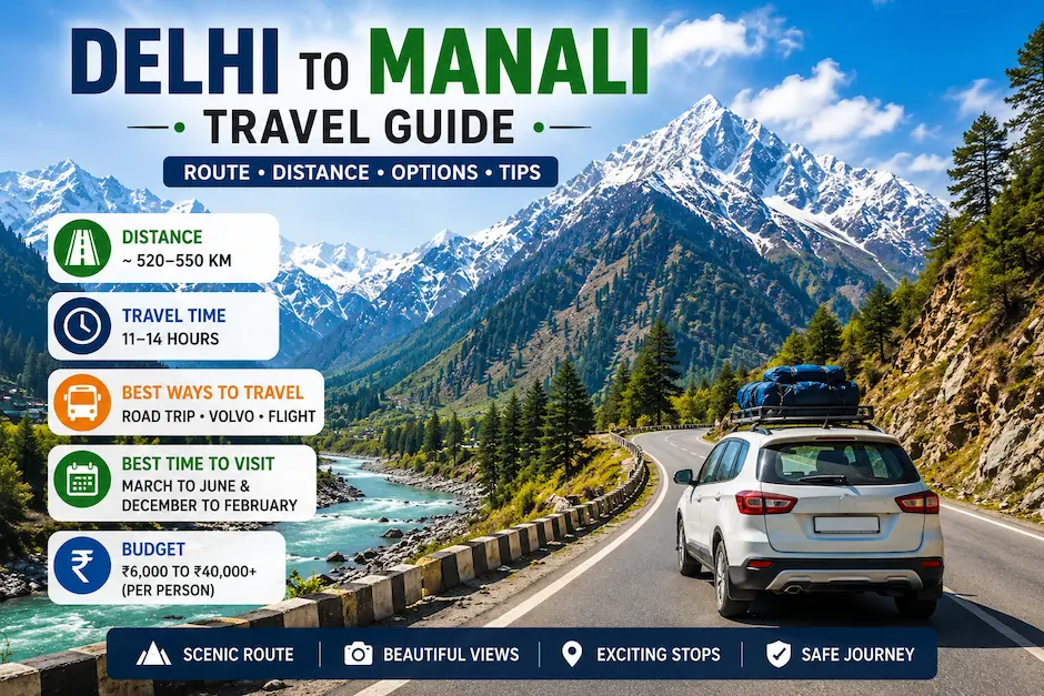 Delhi to Manali travel guide with scenic Himalayan road trip and mountain highway views