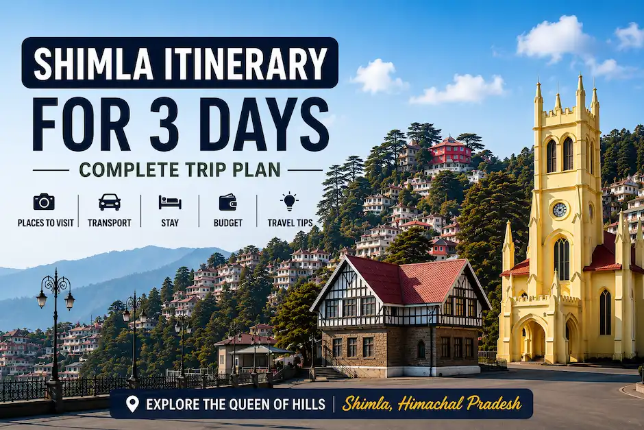 Shimla itinerary for 3 days travel guide with sightseeing and mountain views